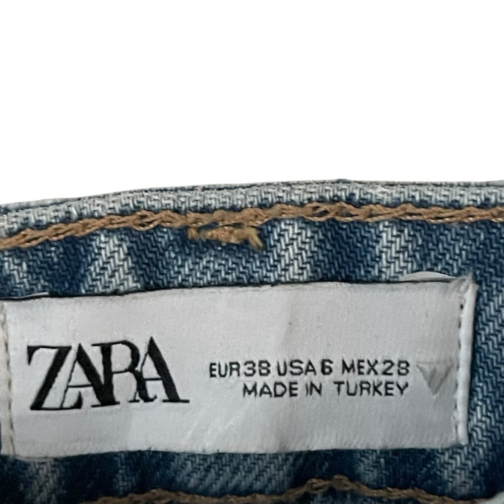Zara Women High Rise Wide Ripped Jeans Size 6 - Picture 6 of 6